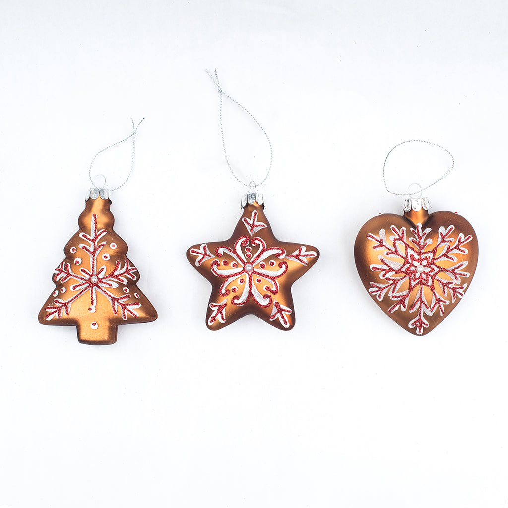 Glass Gingerbread Ornament 3in Assorted