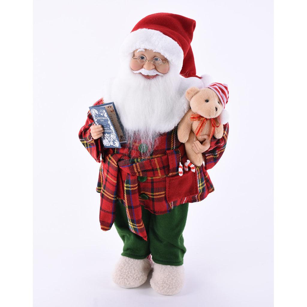 Santa With Teddy Bear 18in