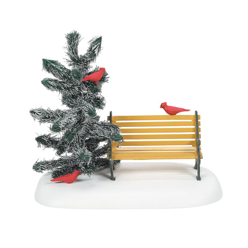 Cardinal Christmas Bench Village Figure