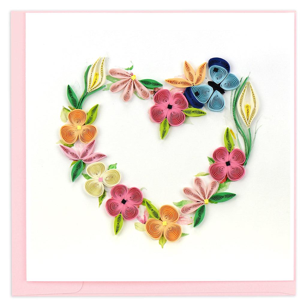 Floral Heart Wreath Quilling Card