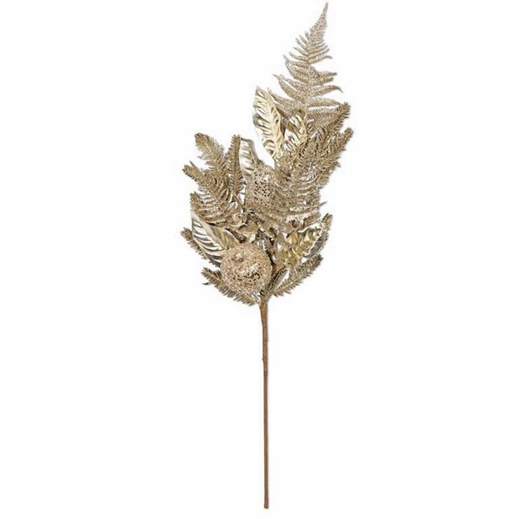 Glittered Fern Magnolia Pine Stem 31in