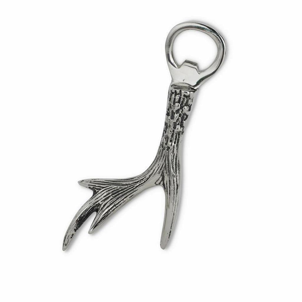 Polished Silver Deer Antler Bottle Opener 6in