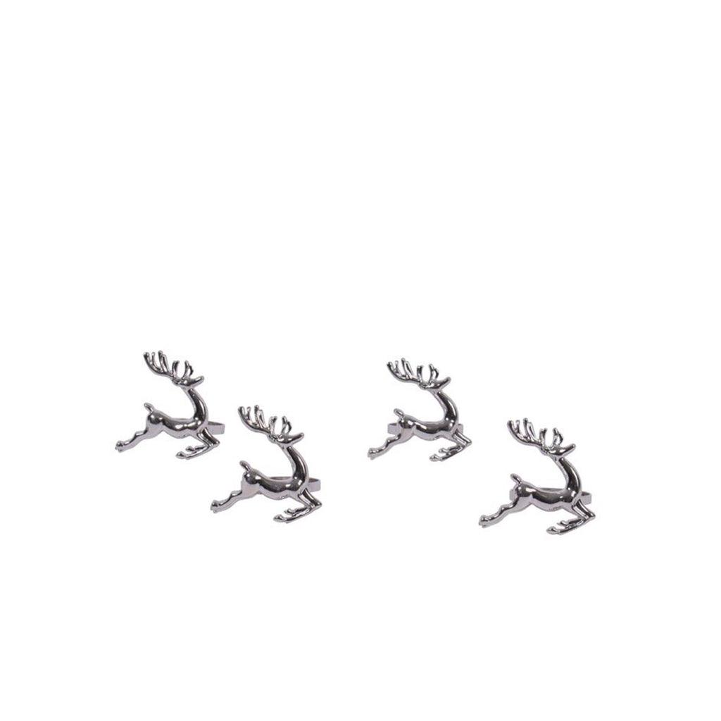 Running Reindeer Napkin Ring Set of 4 Silver Sheridan Nurseries