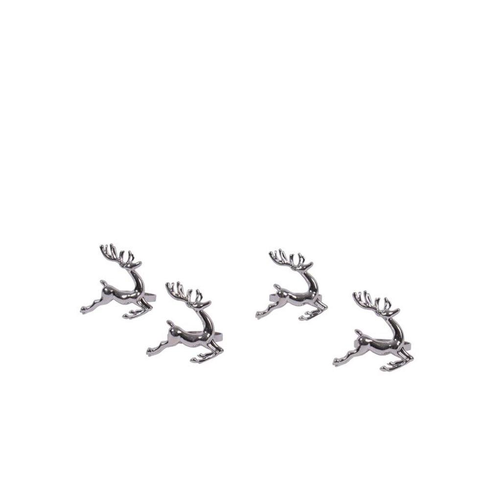 Running Reindeer Napkin Ring Set of 4 Silver