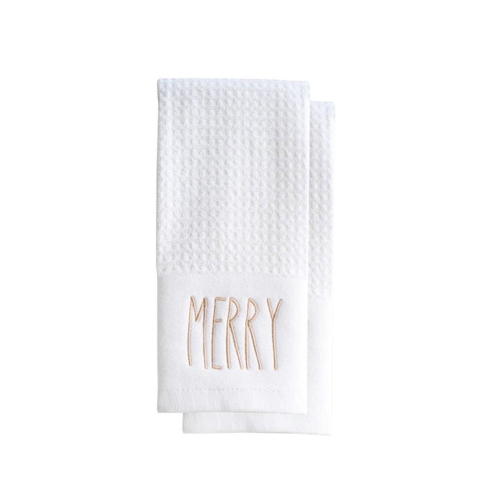 Merry Script Terry Towel Set of 2