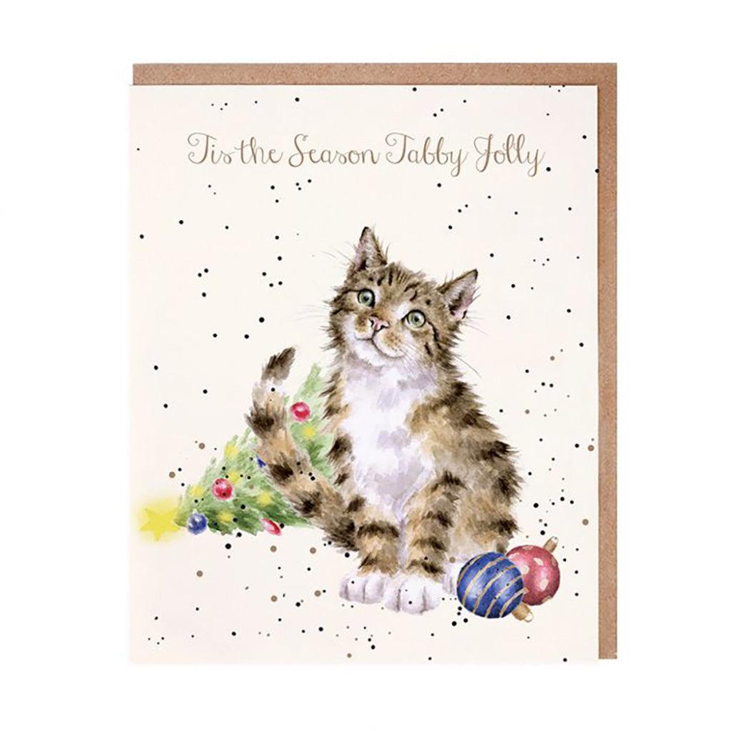 Tabby Jolly Cat Christmas Card