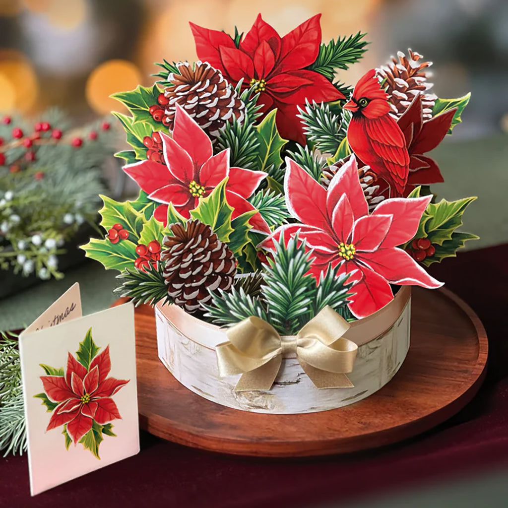 Birch Poinsettia Bouquet And Card