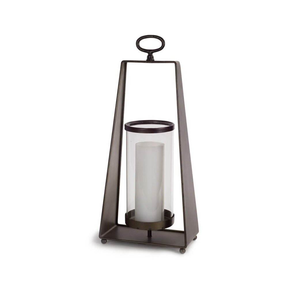 Equip your home with this stylish and modern candleholder. Enjoy the warm glow of candlelight while keeping your surfaces safe with the included glass holder. Stands 21inches tall.