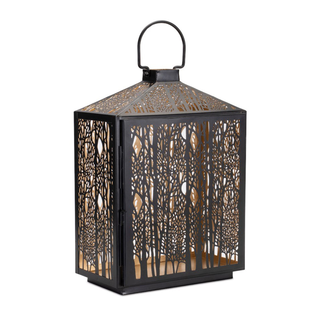 Accent your home with cozy lighting all year long. Simply light a candle for instant ambiance. This lantern is&nbsp;crafted from durable iron, ensuring it will last for many seasons to come. Measures 11.5"L x 12"H.