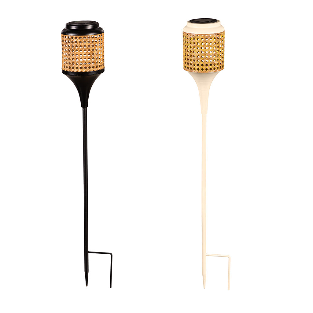 Solar Rattan Stake Solar Garden Stake with Metal Cane Detail - Sheridan Nurseries