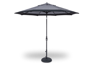 With an array of classic colours to choose from, this tilted octagon umbrella provides adjustable shade and a sturdy foundation to thoroughly enjoy your outdoor living space. With an aluminum frame, finished in a deep black colour, this piece was built to last year after year measuring 9 feet.   Please not that the base is sold separately. 