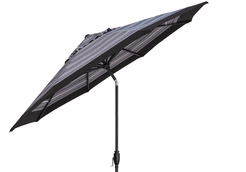 With an array of classic colours to choose from, this tilted octagon umbrella provides adjustable shade and a sturdy foundation to thoroughly enjoy your outdoor living space. With an aluminum frame, finished in a deep black colour, this piece was built to last year after year measuring 9 feet.   Please not that the base is sold separately. 