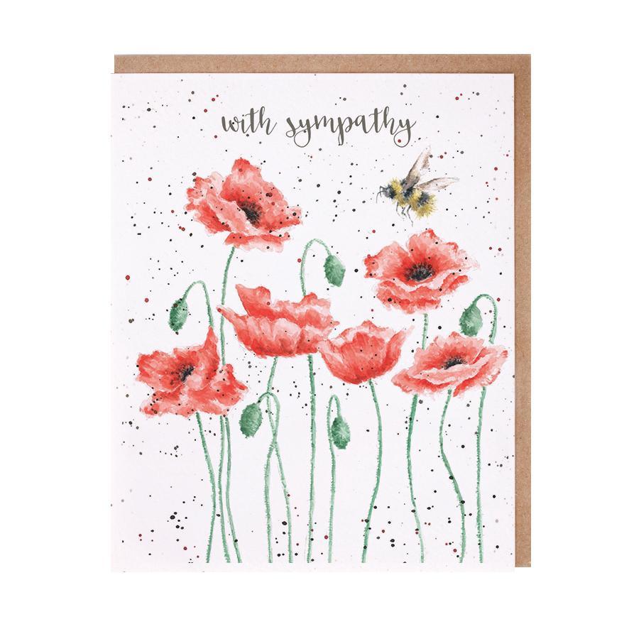 Poppies And Bee Card 5 x 7in