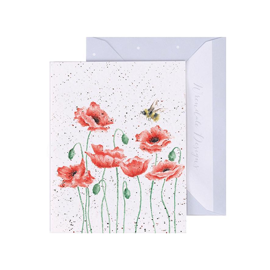 Poppies And Bee Card 2.8x3.5in